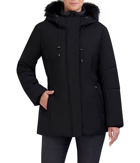 Cole haan down jacket 2025 with faux fur trim