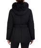 Image of Cole Haan Hooded Twill Coat with Removable Faux Fur Trim - Black
