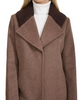 Image of Cole Haan Ribbed Knit Shawl Collar Wool Blend Coat - Portobello