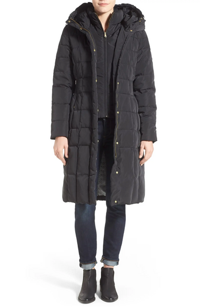 Cole Haan Hooded Down Puffer Coat - Black