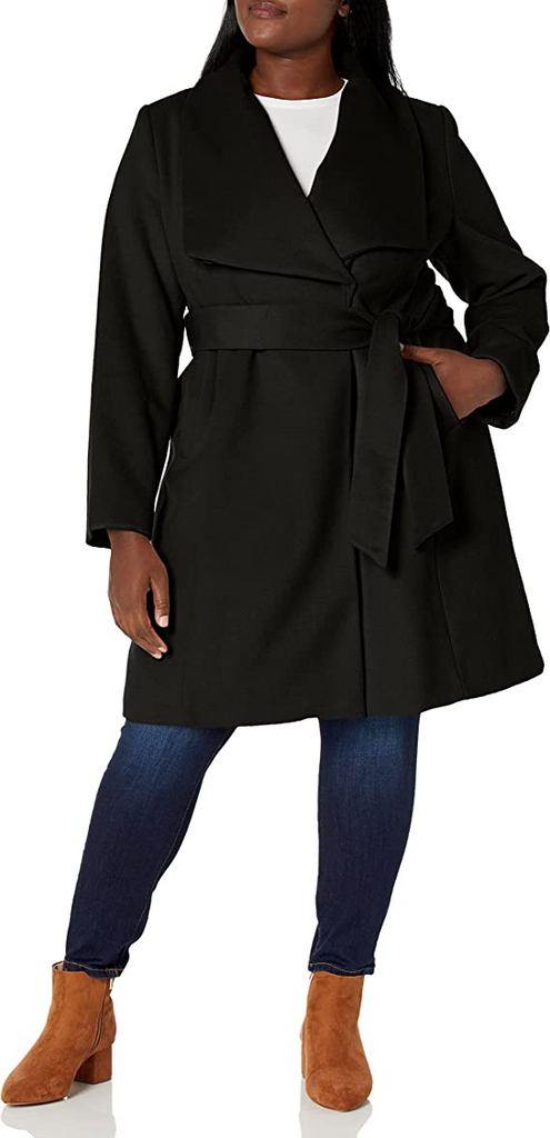 Cole haan top wrap coat black