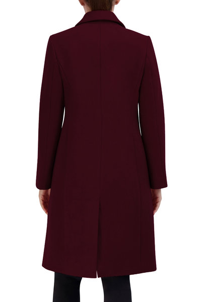 Cole Haan Signature Asymmetric Wool Blend Walker Coat - Dark Red