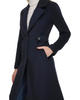 Image of Cole Haan Tab Waist Slick Wool Walker Coat - Navy