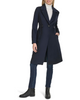 Image of Cole Haan Tab Waist Slick Wool Walker Coat - Navy