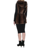 Image of Cole Haan Hooded Faux Mink Fur Vest with Vegan Leather Belt - Brown