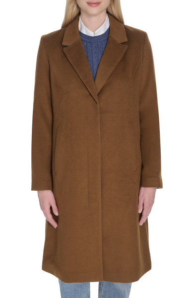 Cole Haan Slick Wool Blend Walker Coat - Tobacco