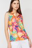 Image of Compli K Tropical Print Sporty Sleeveless Polo Top - Multicolor