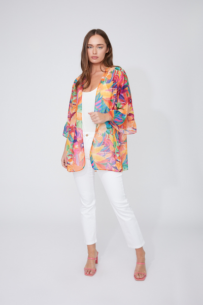 Compli K Tropical Print Kimono Coverup - Multicolor