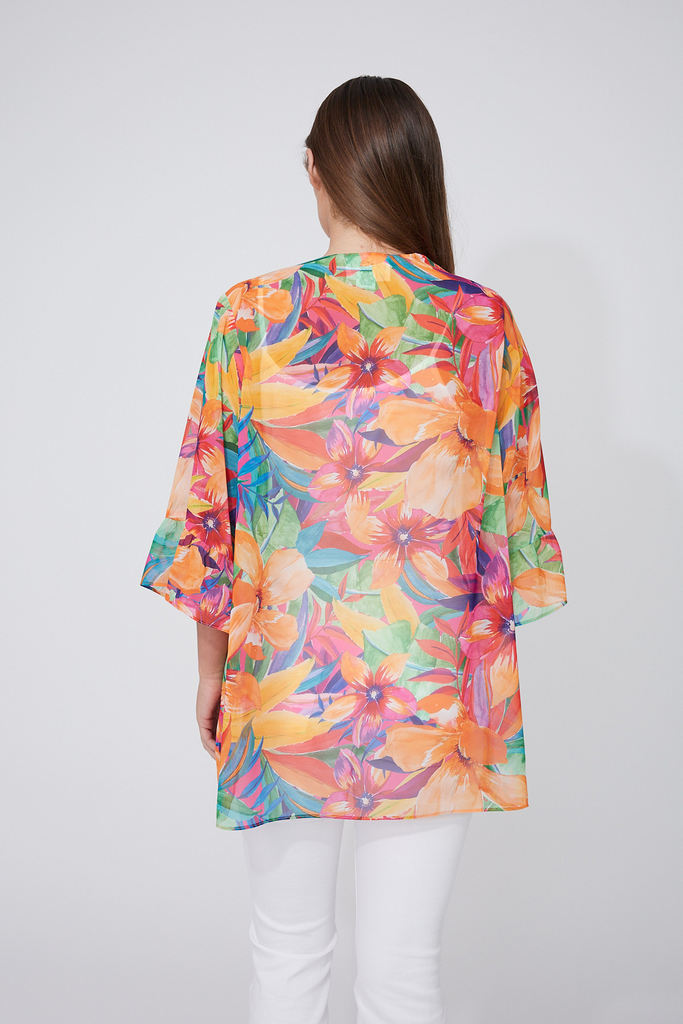 Compli K Tropical Print Kimono Coverup - Multicolor