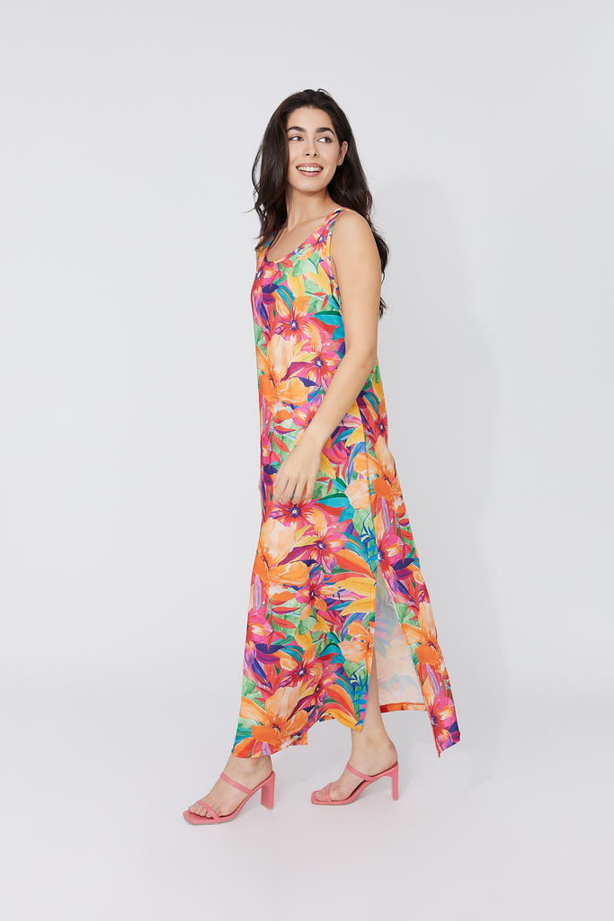 Compli K Tropical Print Sleeveless Maxi Dress - Multicolor