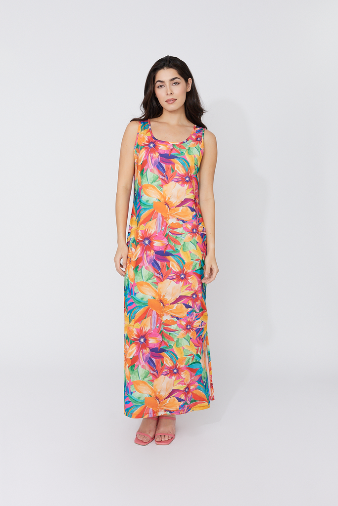 Compli K Tropical Print Sleeveless Maxi Dress - Multicolor