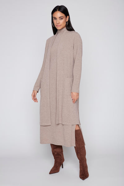 Compli K Long Draped Knit Cardigan - Oatmeal