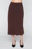 Image of Compli K Pull-On Jersey Midi Skirt with Side Slits - Chocolate