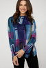 Image of Compli K Brushstroke Print Envelope Collar Asymmetric Hem Tunic - Multicolor
