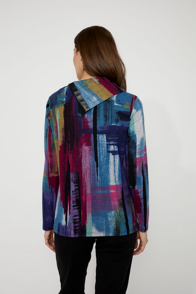 Compli K Brushstroke Print Envelope Collar Asymmetric Hem Tunic - Multicolor