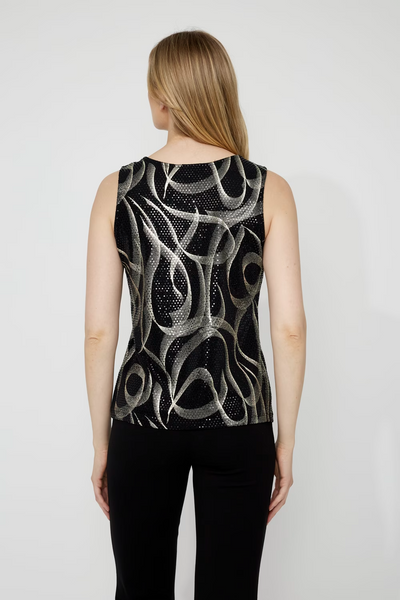 Compli K Sequin Embellished Abstract Print Camisole - Black/Gold