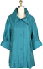 Image of Damee Portrait Collar Shimmer Swing Jacket - Teal