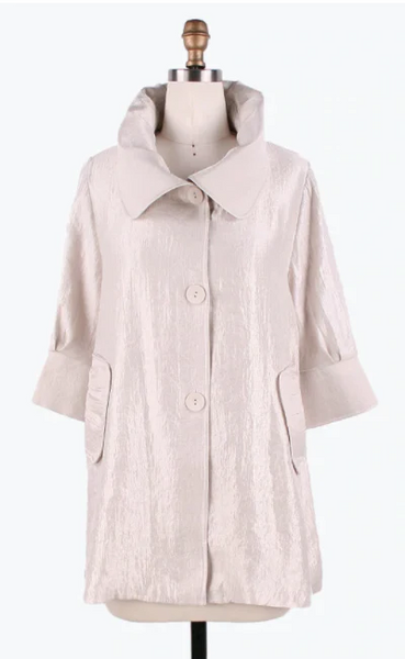 Damee Shimmer Swing Jacket - Pearl White
