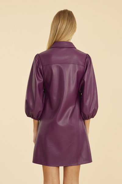 Dolce Cabo Vegan Leather Button Front Tunic - Deep Purple