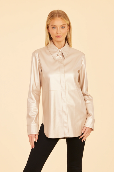 Dolce Cabo Vegan Leather Shirt Jacket - Pale Gold