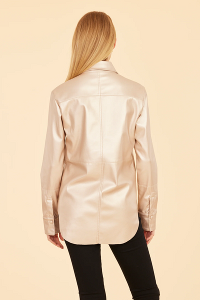 Dolce Cabo Vegan Leather Shirt Jacket - Pale Gold