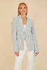 Image of Dolce Cabo Faux Double-Breasted Striped Seersucker Blazer - Blue/White