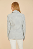 Image of Dolce Cabo Faux Double-Breasted Striped Seersucker Blazer - Blue/White