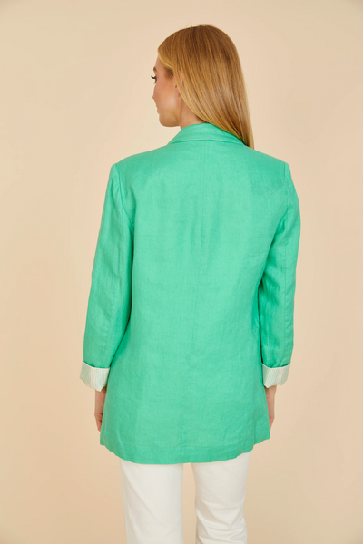 Dolce Cabo Open Front Linen Blazer - Green