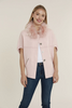 Image of Dolce Cabo Fur Collar Structured Short Sleeve Sweater Jacket - Blush