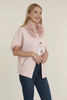Image of Dolce Cabo Fur Collar Structured Short Sleeve Sweater Jacket - Blush