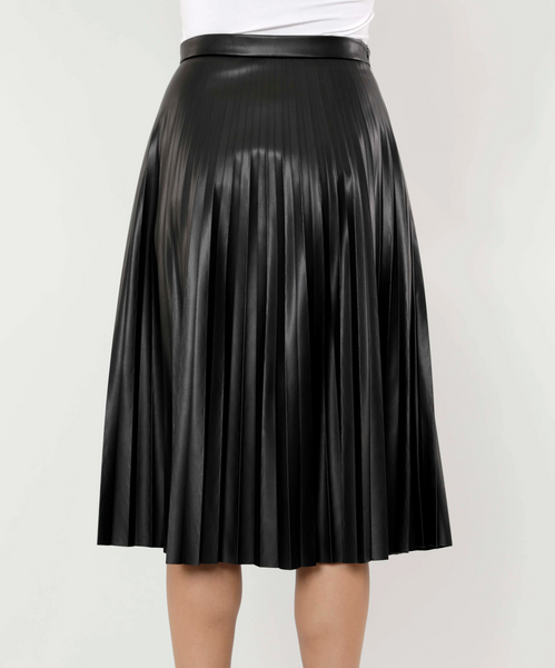 Dolce Cabo Vegan Leather Pleated Skirt - Black
