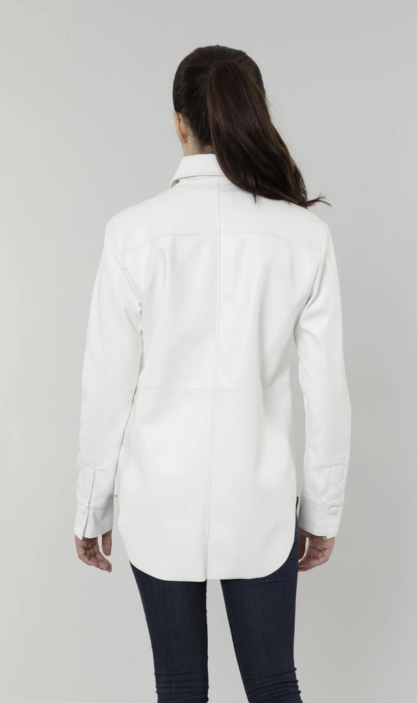 Dolce Cabo Vegan Leather Shirt Jacket - White