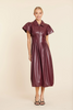 Image of Dolce Cabo Faux Leather Zip Midi Bubble Dress - Burgundy