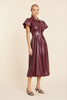 Image of Dolce Cabo Faux Leather Zip Midi Bubble Dress - Burgundy