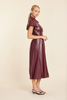 Image of Dolce Cabo Faux Leather Zip Midi Bubble Dress - Burgundy