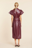 Image of Dolce Cabo Faux Leather Zip Midi Bubble Dress - Burgundy
