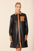 Image of Dolce Cabo Vegan Leather Color Block Tunic Dress - Black/Brown