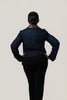 Image of Dolce Cabo Cotton Denim Crop Jacket with Vegan Leather Trim - Denim Blue