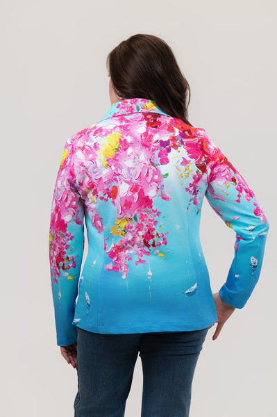 Dolcezza Summer in Santorini Print Blazer - Blue/Pink/Multicolor