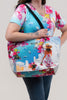 Image of Dolcezza Summer in Santorini Twist Rope Handle Zip Top Toe Bag - Blue/Multicolor