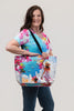 Image of Dolcezza Summer in Santorini Twist Rope Handle Zip Top Toe Bag - Blue/Multicolor