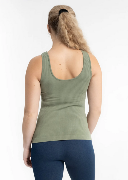 Elietian Reversible Ribbed Tank Curvy Fit - Sage Green