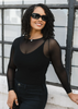 Image of Elietian Sheer Mesh Long Sleeve Top Regular Fit - Black