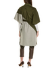 Image of Ellen Tracy Double Face Wool Blend Handmade Color Block Cape - Grey Mix