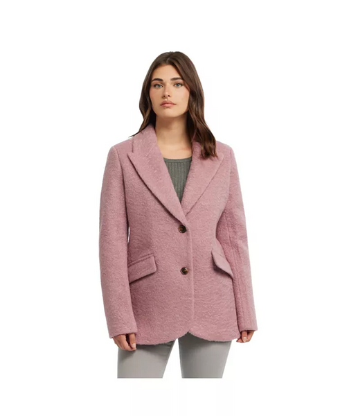 Ellen Tracy Pressed Boucle Tailored Blazer Coat - Calamine