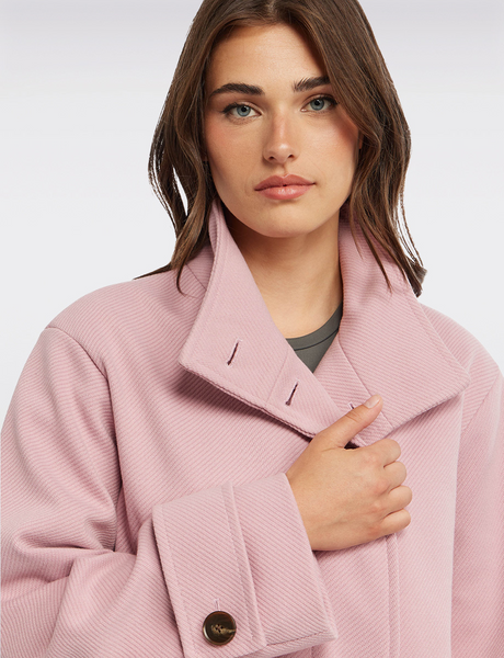 Ellen Tracy Twill A-Line Peacoat - Calamine