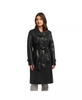 Image of Ellen Tracy Vegan Leather Belted Trench Coat - Black