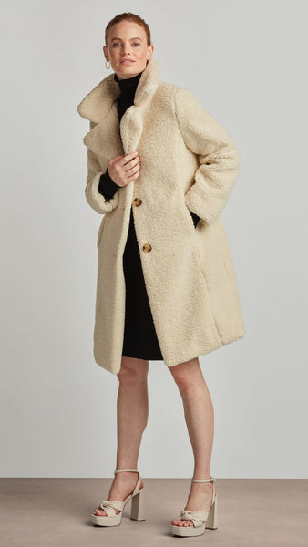 Ellen Tracy Cozy Teddy Coat - Cream