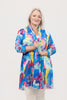 Image of Steven Guy Open Front Abstract Print Cardigan - Blue/Multicolor