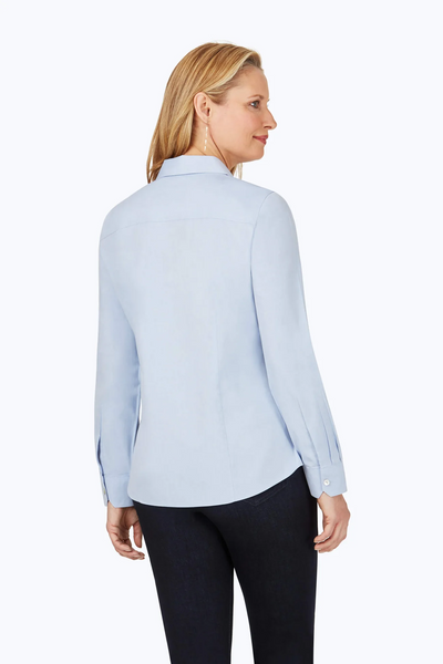 Foxcroft Dianna Essential Cotton Pinpoint Non-Iron Shirt - Blue Wave